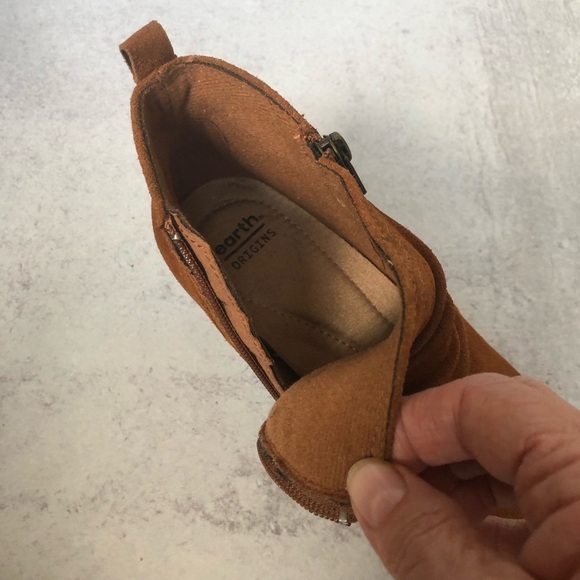 Earth Origins Ankle Boot Suede Leather Colette Cheryl Cognac Brown Size 8 - Picture 8 of 15